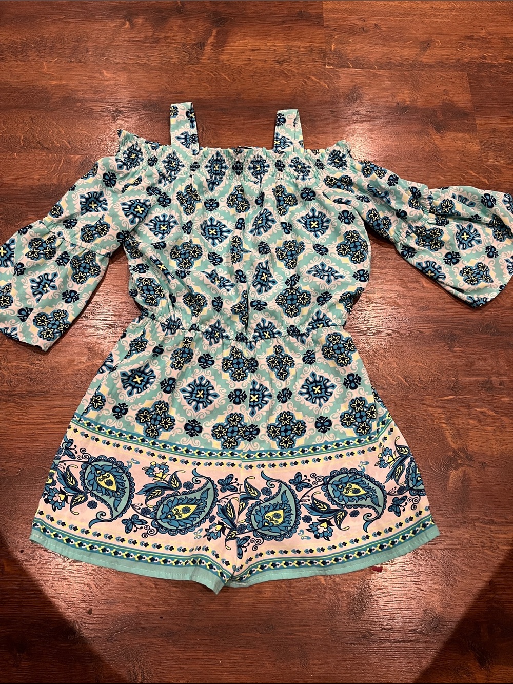 My Michelle Girls Bright Paisley Romper - Size L
